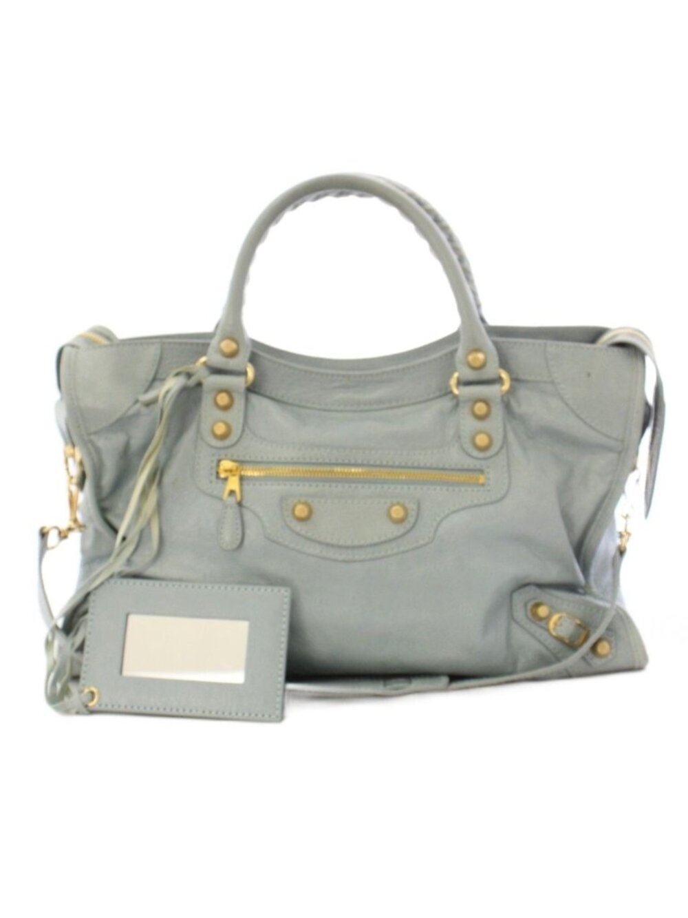 Balenciaga Giant City 2-Way Shoulder Bag Leather Light Blue